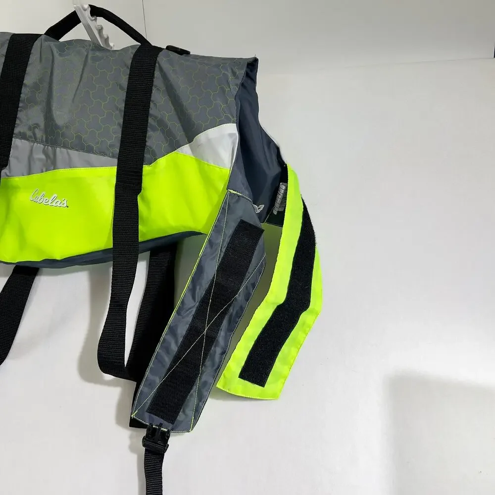 Dog Life Preserver Cabela's XL Black Grey and Bright Yellow Nylon & Hook/ Loop